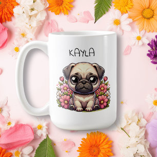 Personalised Cute Pug Puppy Dog Coffee Mug