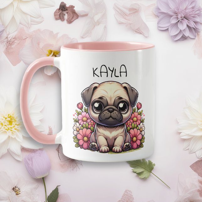 Personalised Cute Pug Puppy Dog Mug (Creator Uploaded)