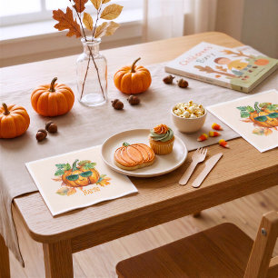 Personalised Cute Pumpkin Halloween Napkins