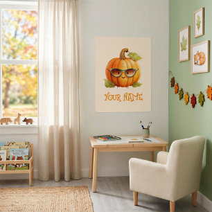 Personalised Cute Pumpkin Kids Room Wall Poster