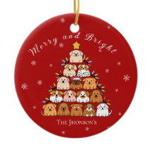 Personalised cute puppies Christmas tree dog lover