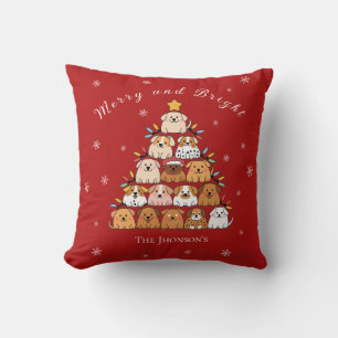 Personalised cute puppies Christmas tree dog lover Cushion