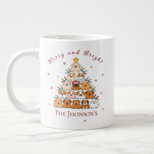 Personalised cute puppies Christmas tree dog lover Large Coffee Mug