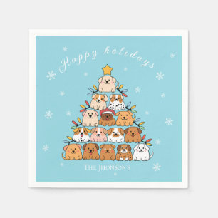 Personalised cute puppies Christmas tree dog lover Napkin