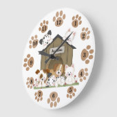 Personalised Cute Puppy Dog Baby Nursery Kids Room Large Clock (Angle)