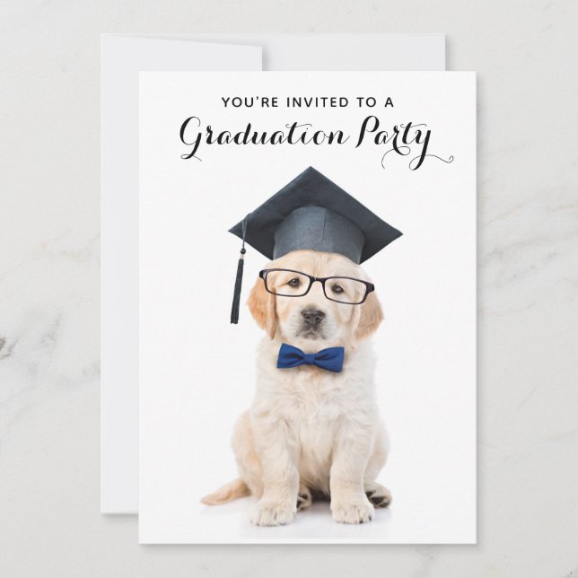 Personalised Cute Puppy Dog Graduate Graduation Invitation (Front)
