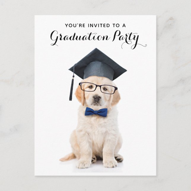  Personalised Cute Puppy Dog Graduate Graduation   Invitation Postcard (Front)