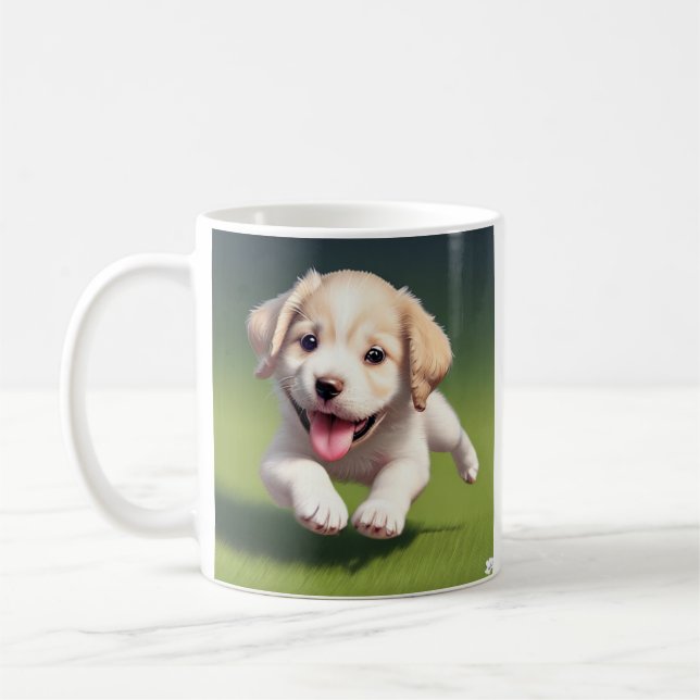 Personalised Cute Puppy Dog Labrador Coffee Mug (Left)