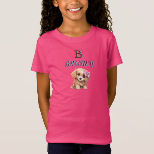 Personalised Cute Puppy Monogram T- T-Shirt