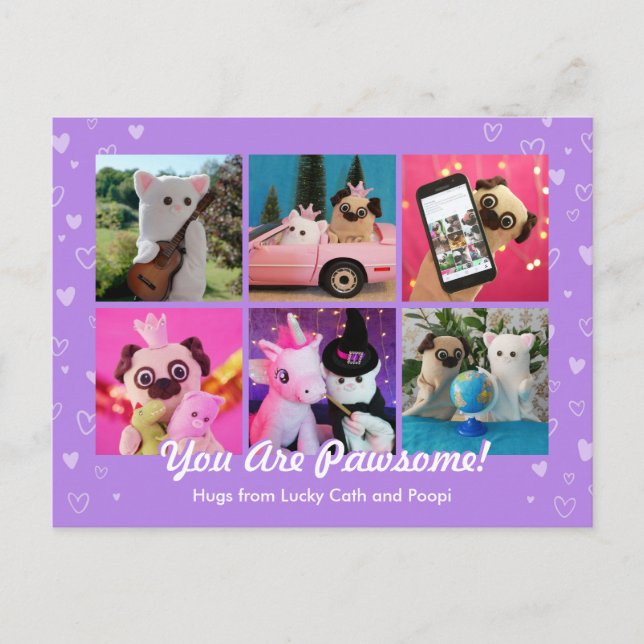  Personalised Cute Purple Hearts Photo Stylish Postcard (Front)