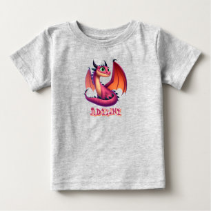 Personalised Cute purple/red cartoon dragon Baby T-Shirt