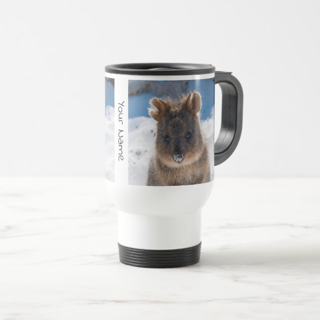 Personalised Cute Quokka on the Beach Australia Travel Mug (Front Right)