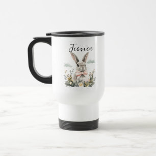 Personalised Cute Rabbit Adorable Bunny Animal Travel Mug