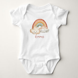 Personalised Cute Rainbow & Clouds Baby Bodysuit