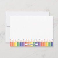 Personalised Cute Rainbow Pencils Teacher Note