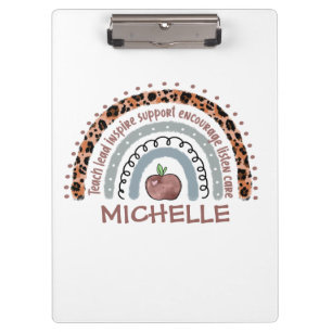 Personalised Cute Rainbow Teacher Custom Name Clipboard