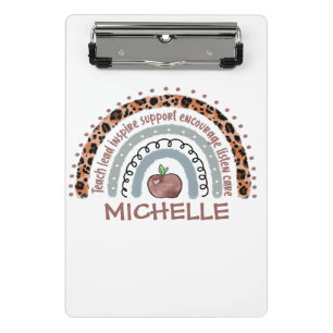 Personalised Cute Rainbow Teacher   Custom Name Mini Clipboard
