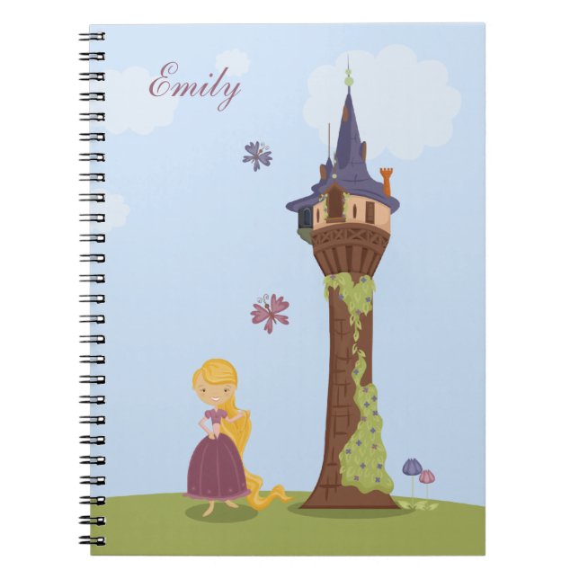 Personalised cute rapunzel and tower notebook (Front)