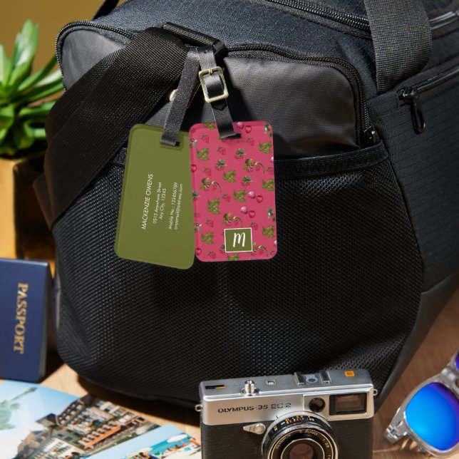 Personalised Cute Raspberry Luggage Tag (Front & Back)