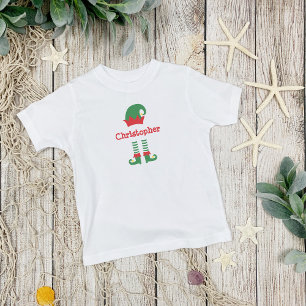 Personalised Cute Red Green Elf Christmas Holiday  Toddler T-Shirt