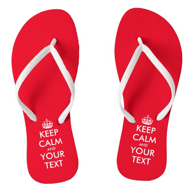 Personalised cute red Keep calm beach flip flops (Footbed)