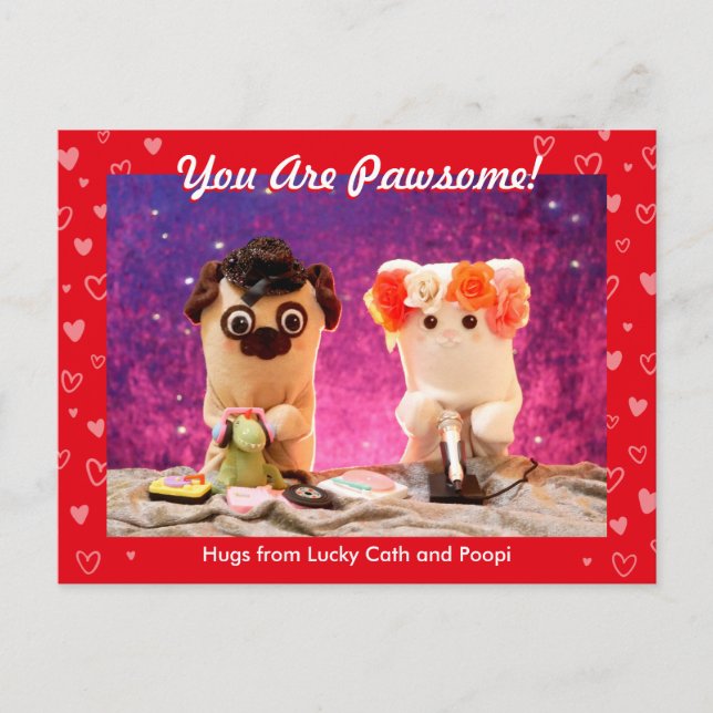 Personalised Cute Red Stylish Hearts Photo Postcard (Front)