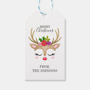 Personalised Cute Reindeer Christmas Gift Tags