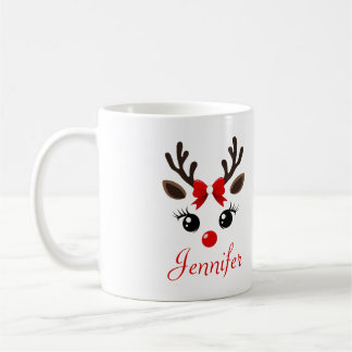 Personalised Cute Reindeer Christmas Mug