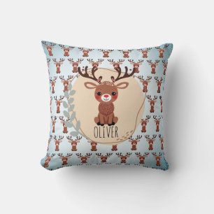 Personalised Cute Reindeer Pattern Cushion