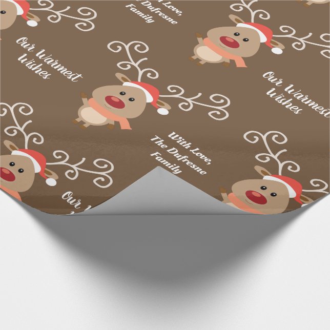 Personalised & Cute Reindeer Wrapping Paper (Corner)