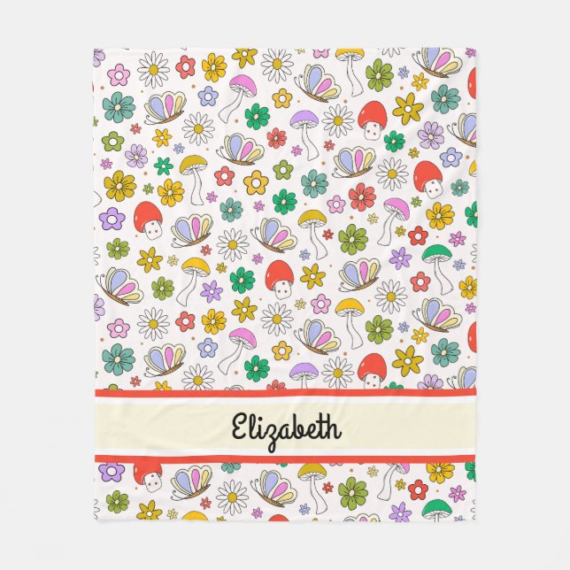 Personalised Cute Retro 90s Y2k Fleece Blanket (Front)