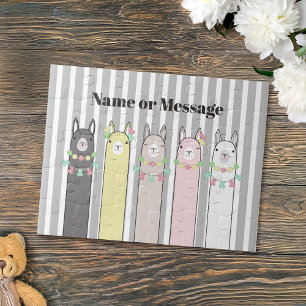 Personalised Cute Retro Colourful Llamas Kids Jigsaw Puzzle