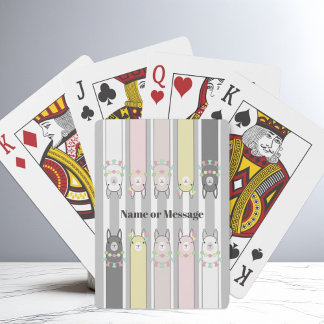 Personalised Cute Retro Colourful Llamas Kids Playing Cards