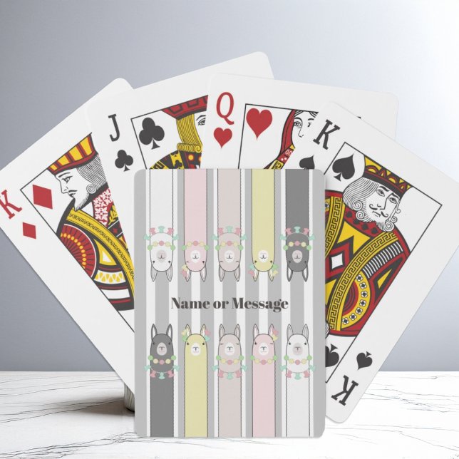 Personalised Cute Retro Colourful Llamas Kids Playing Cards (Creator Uploaded)