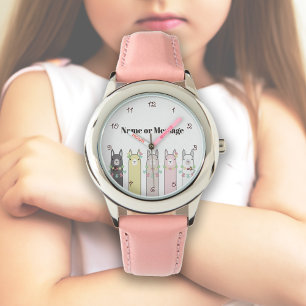 Personalised Cute Retro Colourful Llamas Kids Watch