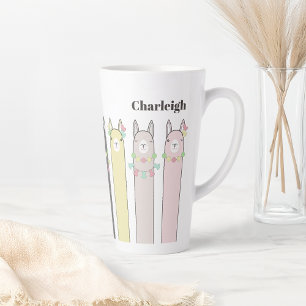 Personalised Cute Retro Colourful Llamas Latte Mug