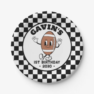 Personalised Cute Retro Football Birthday Party Paper Plate