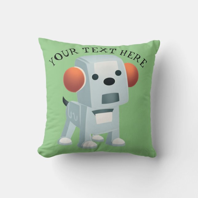 Personalised Cute Robot Toaster Puppy Dog Cushion (Front)