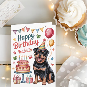 Personalised Cute Rottweiler Birthday Card