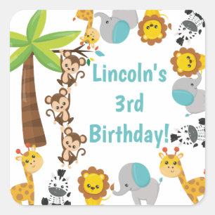 Personalised Cute Safari Animal Birthday Stickers