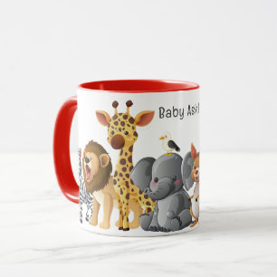 Personalised Cute Safari Animals Kids Name Mug