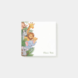 Personalised Cute Safari Animals Post-it Notes
