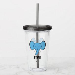 Personalised Cute Safari Elephant Illustration Acrylic Tumbler