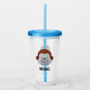 Personalised Cute Safari Monkey birthday Acrylic Tumbler