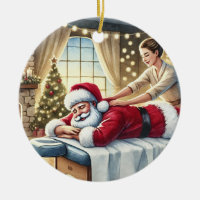 Personalised Cute Santa Getting a Massage