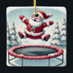 Personalised Cute Santa Jumping on Trampoline Ceramic Ornament<br><div class="desc">This ornament makes a great gift for anyone who loves jumping on trampolines!</div>