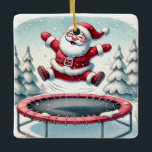 Personalised Cute Santa Jumping on Trampoline Ceramic Ornament<br><div class="desc">This ornament makes a great gift for anyone who loves jumping on trampolines!</div>