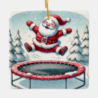 Personalised Cute Santa Jumping on Trampoline