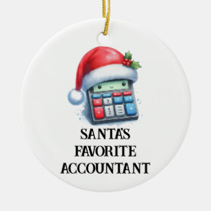 Personalised Cute Santa's Favourite Accountant Ceramic Tree Decoration