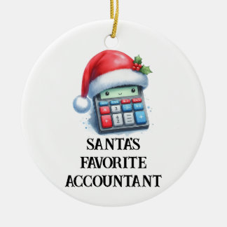 Personalised Cute Santa's Favourite Accountant Ceramic Tree Decoration